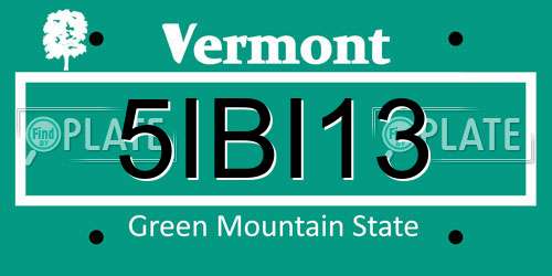 5IBI13 Vermont License Plate