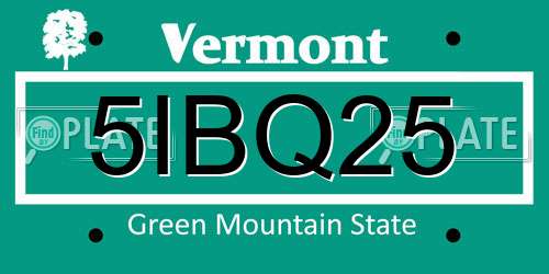 5IBQ25 Vermont License Plate