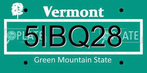 5IBQ28 Vermont License Plate