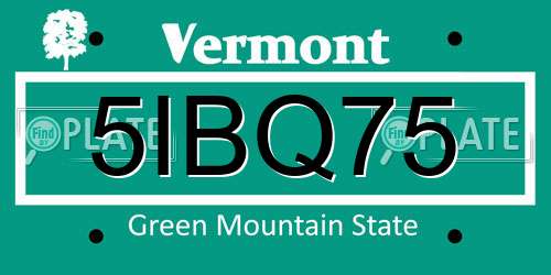 5IBQ75 Vermont License Plate