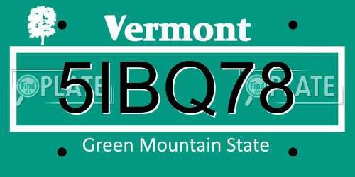5IBQ78 Vermont License Plate