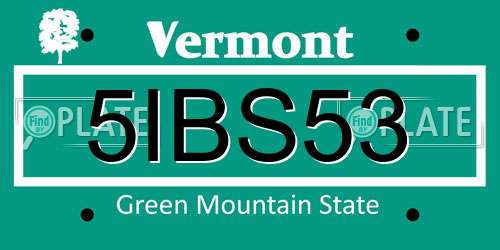 5IBS53 Vermont License Plate