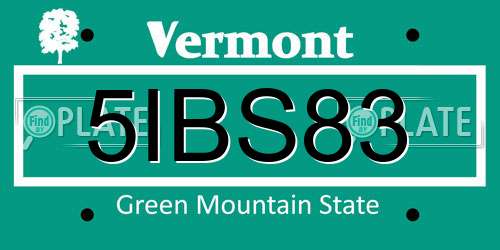 5IBS83 Vermont License Plate