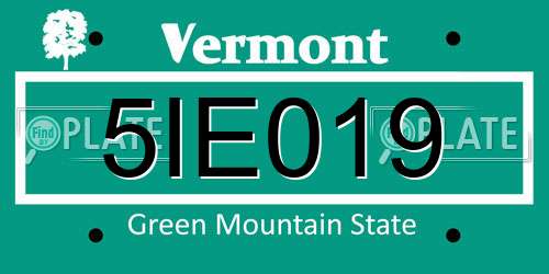 5IE019 Vermont License Plate