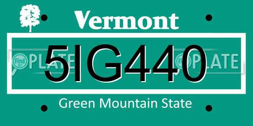 5IG440 Vermont License Plate