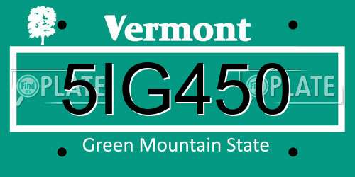 5IG450 Vermont License Plate