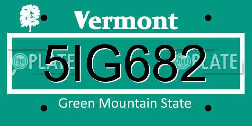 5IG682 Vermont License Plate