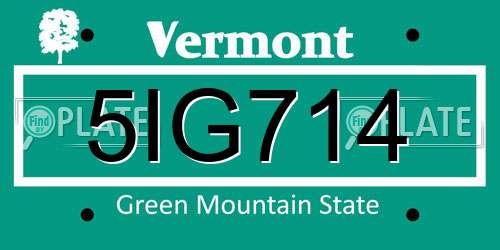 5IG714 Vermont License Plate