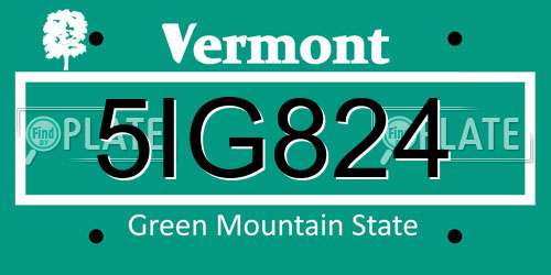 5IG824 Vermont License Plate