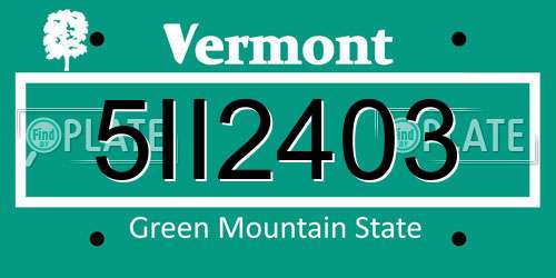 5II2403 Vermont License Plate