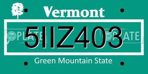 5IIZ403 Vermont License Plate