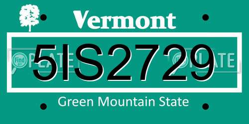 5IS2729 Vermont License Plate