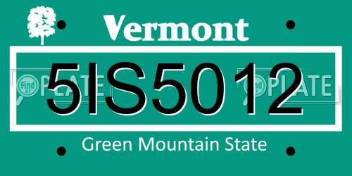 5IS5012 Vermont License Plate