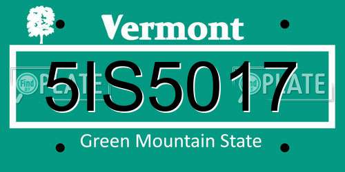 5IS5017 Vermont License Plate