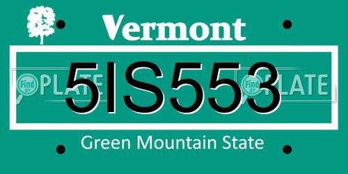 5IS553 Vermont License Plate