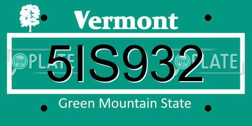 5IS932 Vermont License Plate