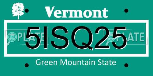 5ISQ25 Vermont License Plate