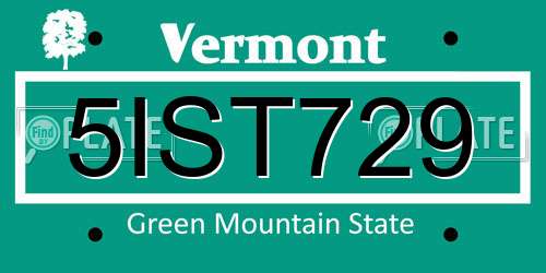 5IST729 Vermont License Plate