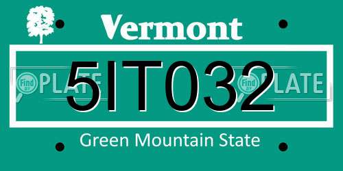 5IT032 Vermont License Plate