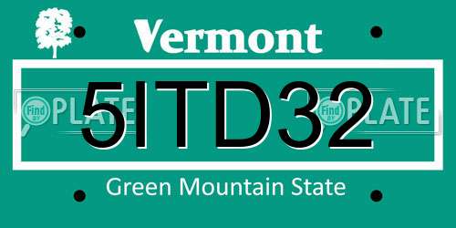 5ITD32 Vermont License Plate