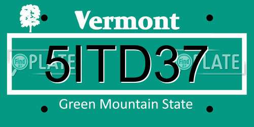 5ITD37 Vermont License Plate