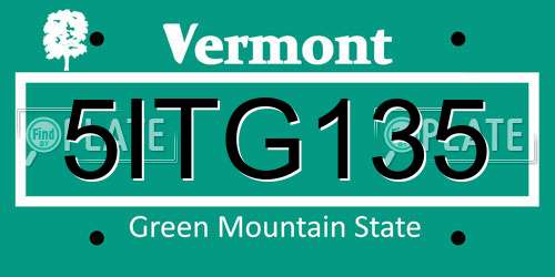 5ITG135 Vermont License Plate
