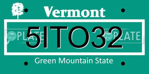 5ITO32 Vermont License Plate