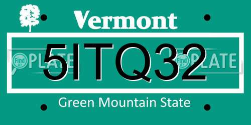 5ITQ32 Vermont License Plate