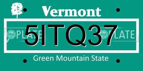 5ITQ37 Vermont License Plate
