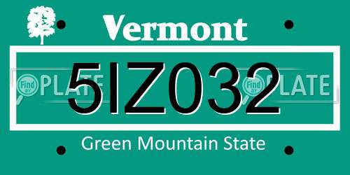5IZ032 Vermont License Plate