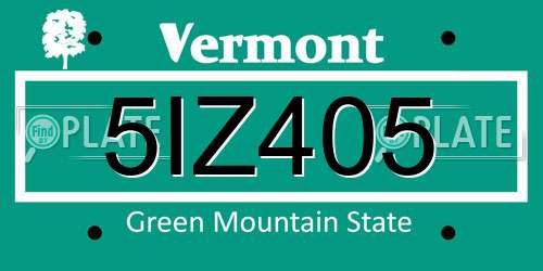 5IZ405 Vermont License Plate