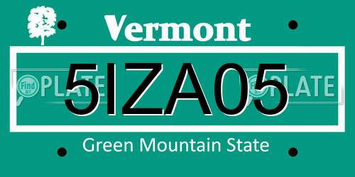 5IZA05 Vermont License Plate