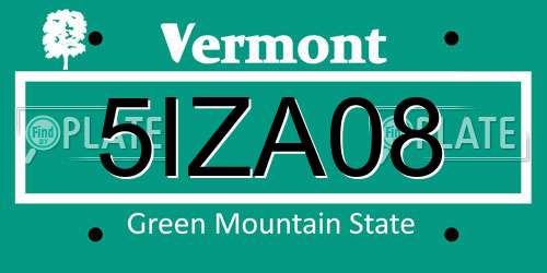 5IZA08 Vermont License Plate