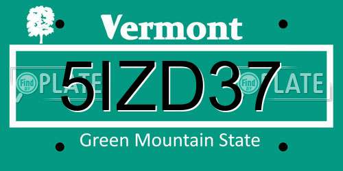5IZD37 Vermont License Plate