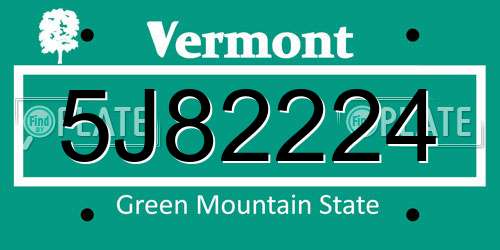 5J82224 Vermont License Plate