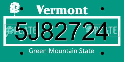 5J82724 Vermont License Plate