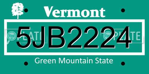 5JB2224 Vermont License Plate