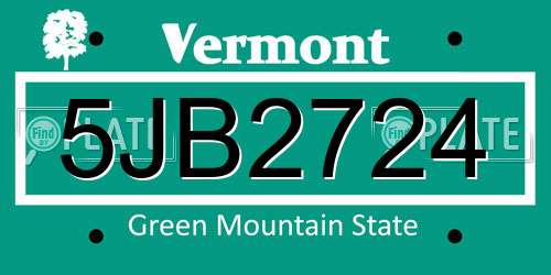 5JB2724 Vermont License Plate