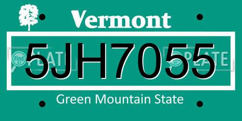 5JH7055 Vermont License Plate