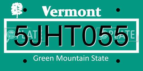 5JHT055 Vermont License Plate