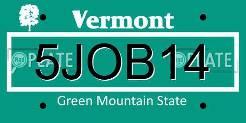 5JOB14 Vermont License Plate