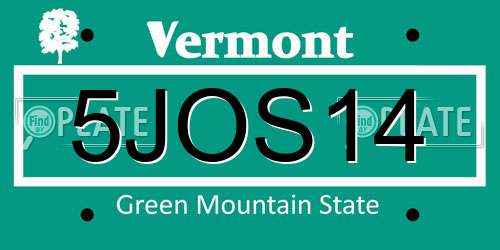 5JOS14 Vermont License Plate