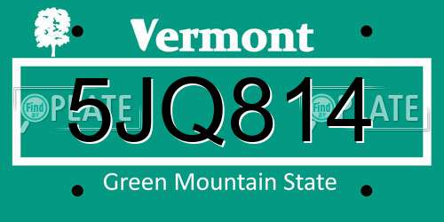 5JQ814 Vermont License Plate
