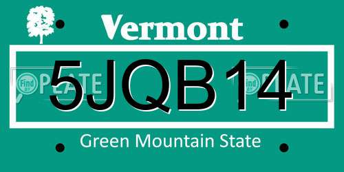5JQB14 Vermont License Plate