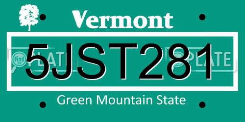 5JST281 Vermont License Plate