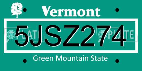 5JSZ274 Vermont License Plate