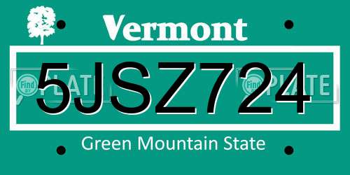 5JSZ724 Vermont License Plate