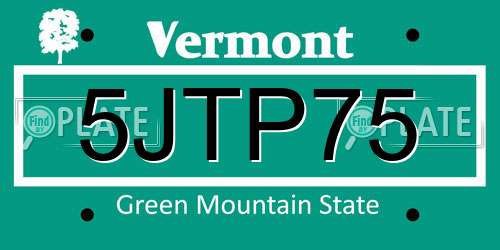 5JTP75 Vermont License Plate