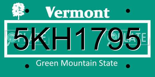 5KH1795 Vermont License Plate
