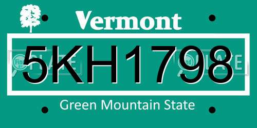 5KH1798 Vermont License Plate